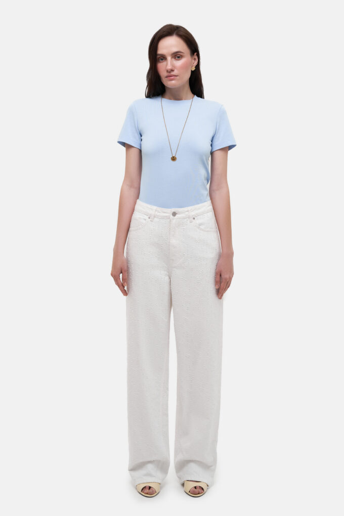 Perforated White Jeans